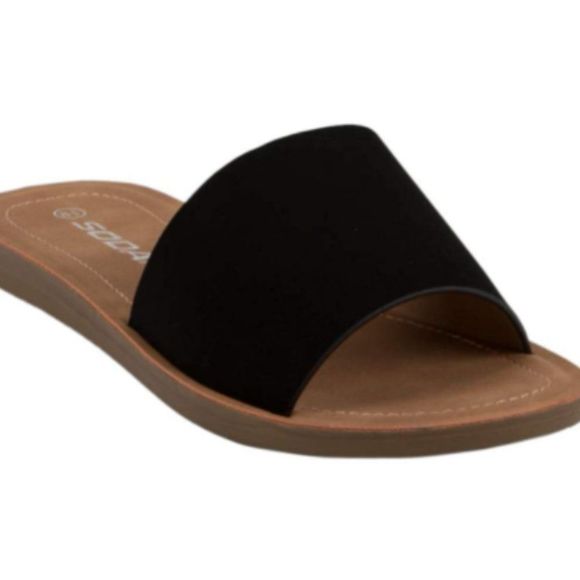 Soda Shoes Efron-S Women Flip Flops Basic Plain Slippers Slip On Sandals Slides - Picture 1 of 3